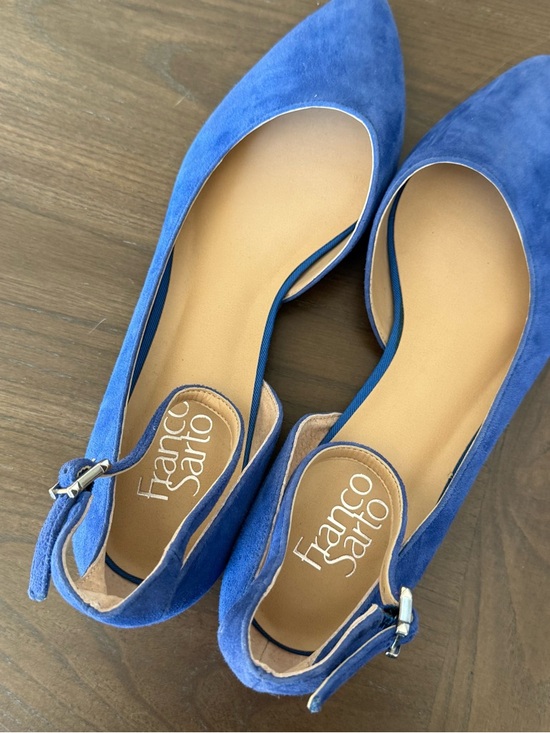 Franco Sarto Shoes - Franco Sarto Blue Suede Flats Pointed Toe Ankle Strap Size 8.5